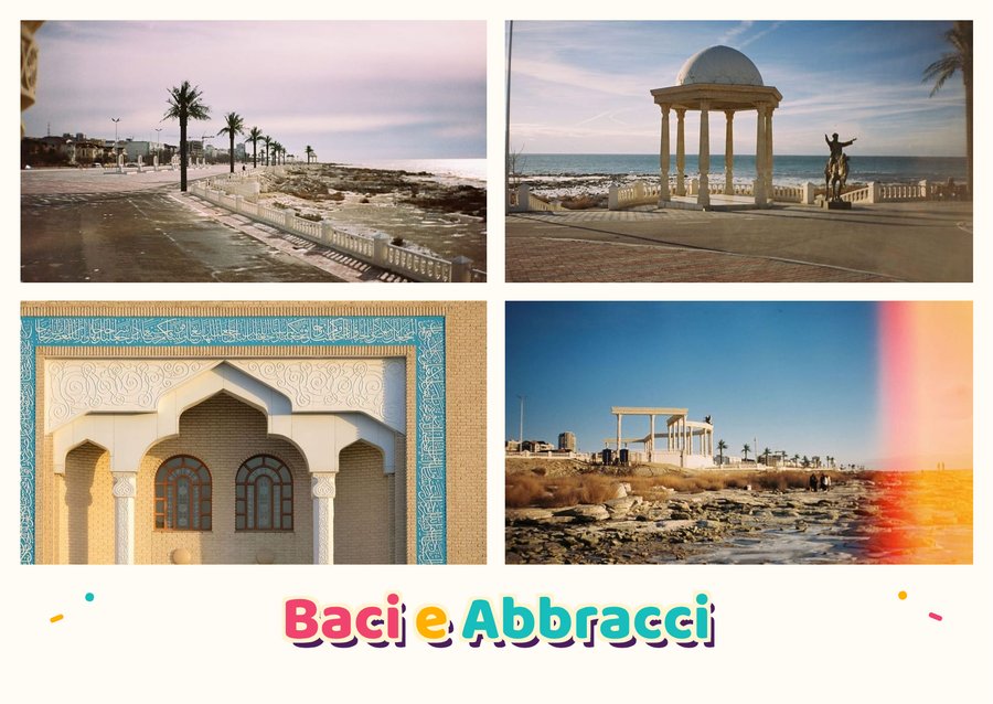 Baci e Abbracci da Aktau — Il lungomare sul Caspio, Il gazebo bianco sul Caspio, La moschea e La riva rocciosa