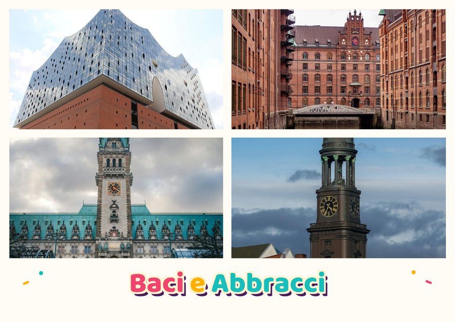 Hugs and Kisses from Hamburg — Elbphilharmonie, Speicherstadt, Hamburg City Hall and St Michael's Church