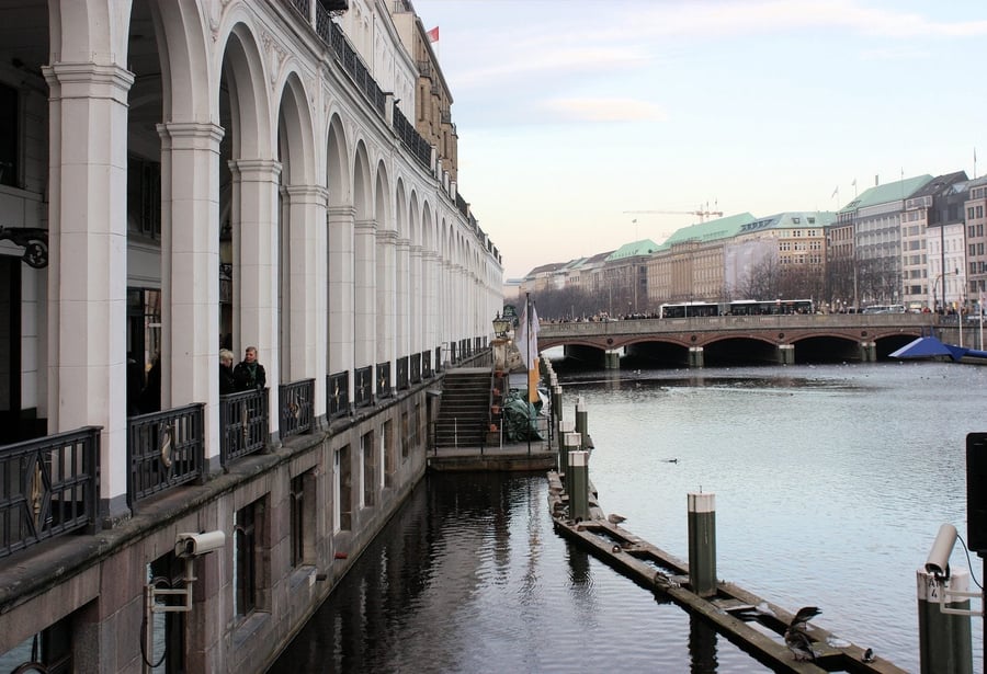 Kleine Alster — The Alsterarkaden colonnade along the small canal in the heart of town
