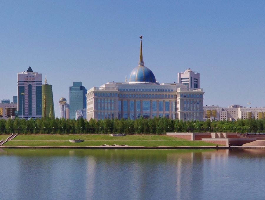 Ak Orda Presidential Palace — The Kazakh president's residence on the banks of the Ishim, with its blue and gold dome