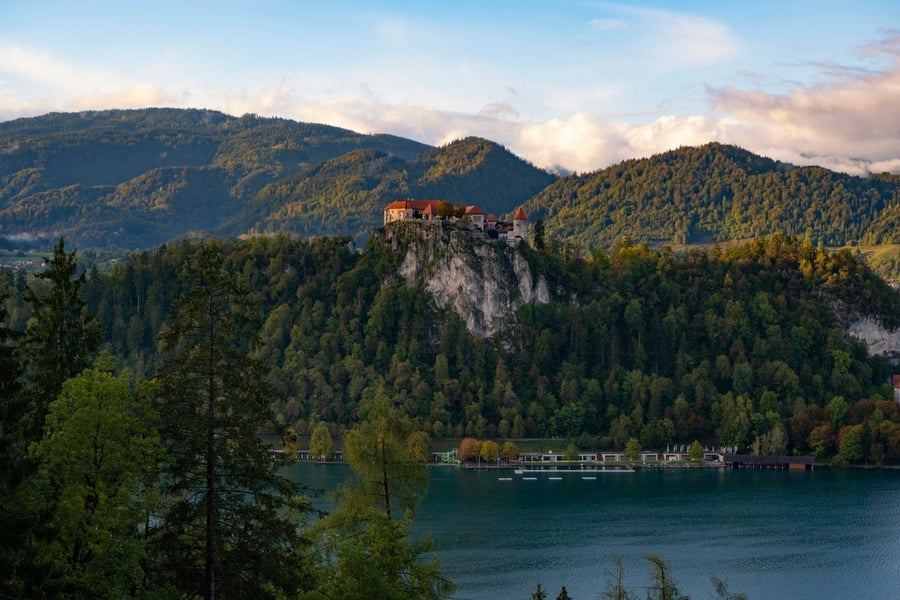 Bled Castle on the cliff — Slovenia's oldest castle, perched sheer above the lake