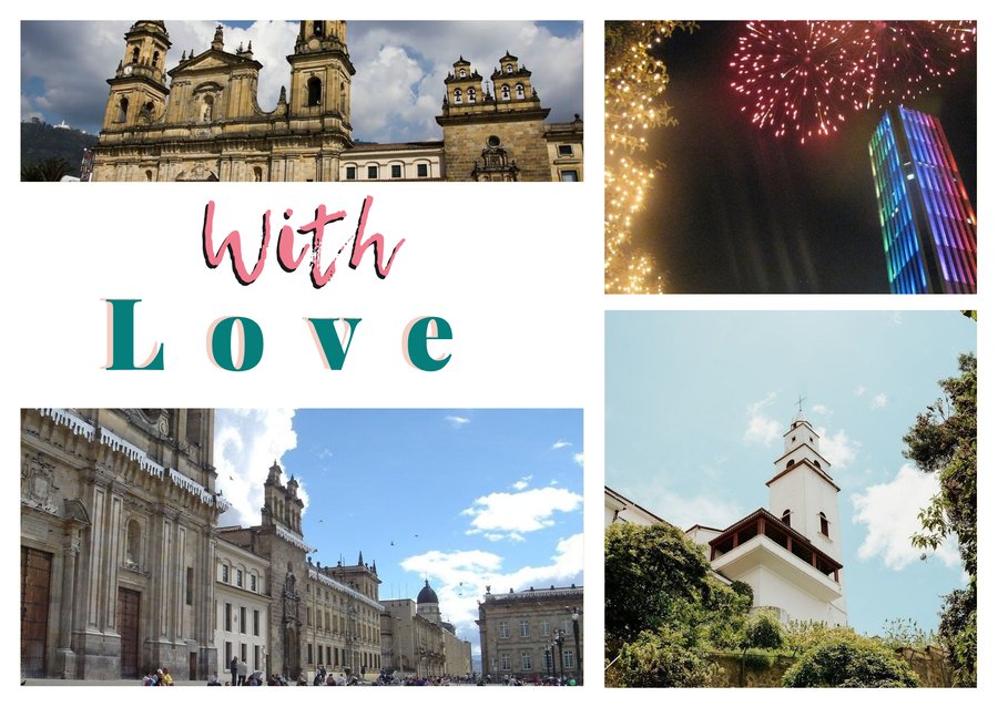 With Love from Bogotá — Primatial Cathedral, Colpatria Tower, Monserrate Hill and Plaza de Bolívar