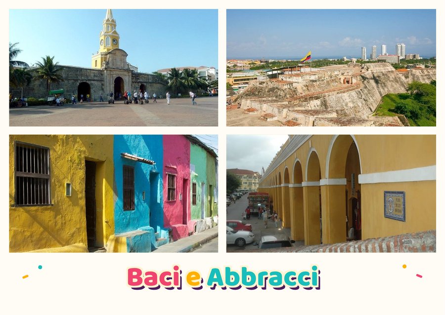 Baci e Abbracci da Cartagena — Torre del Reloj, Castillo San Felipe de Barajas, Le case di Getsemaní e Las Bóvedas