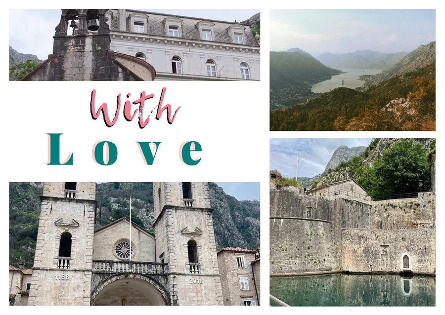 With Love da Cattaro — La Chiesa di San Luca, Il panorama dalla salita verso il Lovćen, Le mura che salgono sul monte e La Cattedrale di San Trifone