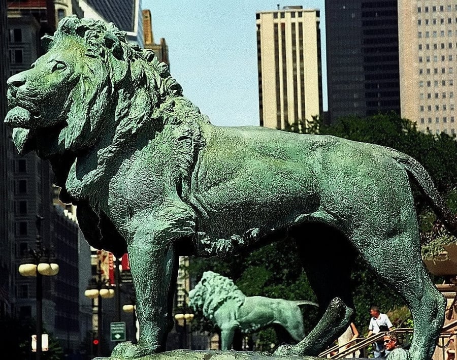 Leoni dell'Art Institute of Chicago — Le due sentinelle di bronzo che vegliano sull'ingresso del museo