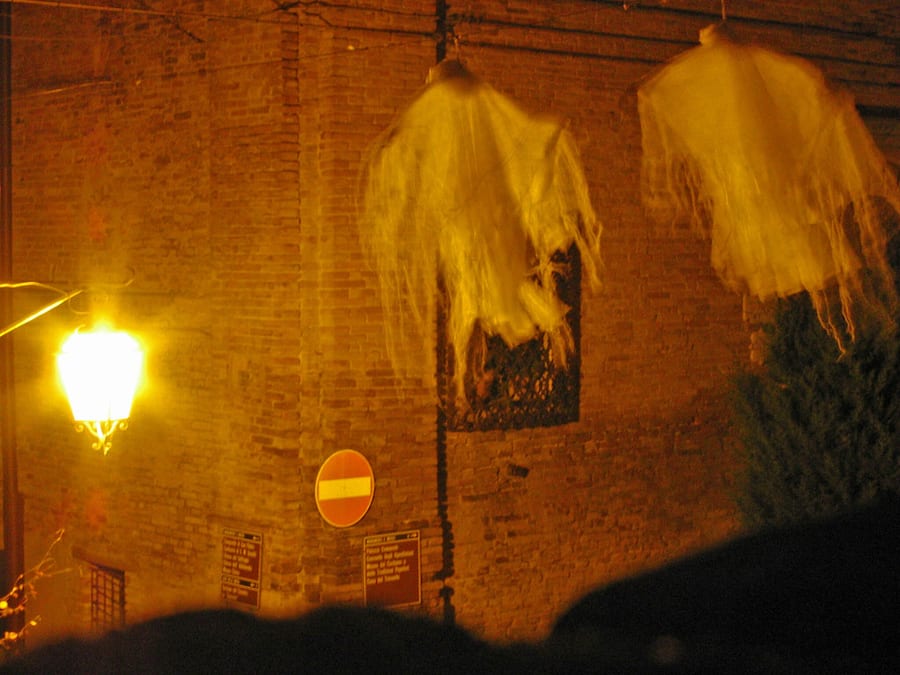 The hanging ghosts — Sheets dangling from the walls for four nights
