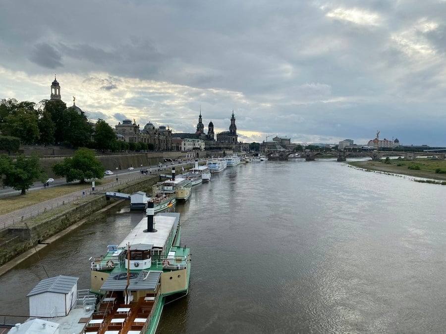 The Brühlsche Terrasse — The balcony of Europe overlooking the Elbe, with its paddle steamers