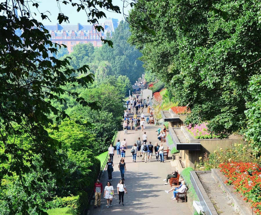 Princes Street Gardens — A park where a drained lake used to be