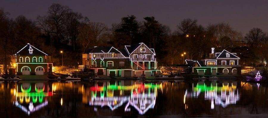 Boathouse Row — The illuminated rowing clubs on the Schuylkill