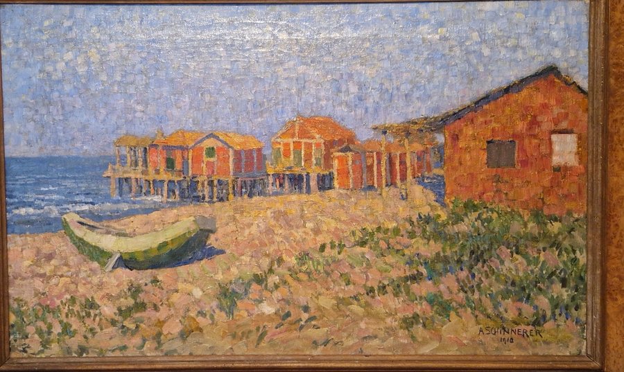 Le capanne sulla spiaggia, 1910 — La costa versiliese in un dipinto di inizio Novecento