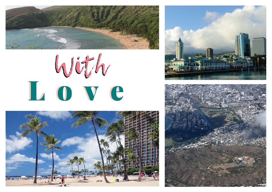 With Love da Honolulu — La baia di Hanauma, La Torre Aloha, Il cratere di Diamond Head e La spiaggia di Waikiki
