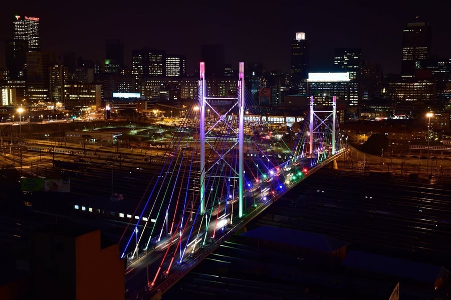 Nelson Mandela Bridge — The cable-stayed bridge opened in 2003