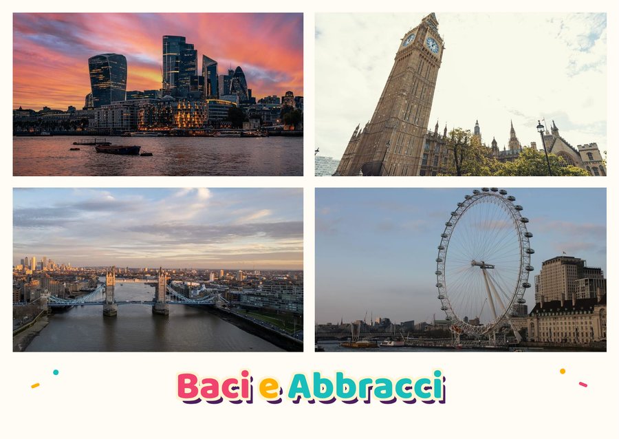 Hugs and Kisses from London — The Thames skyline, Big Ben, Tower Bridge and London Eye