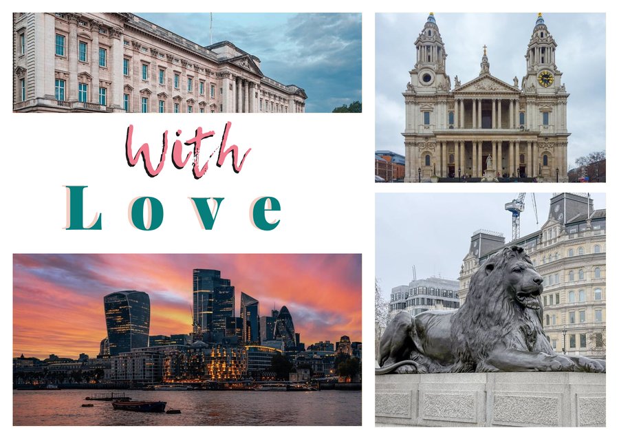 With Love from London — Buckingham Palace, St Paul's Cathedral, Trafalgar Square and The Thames skyline