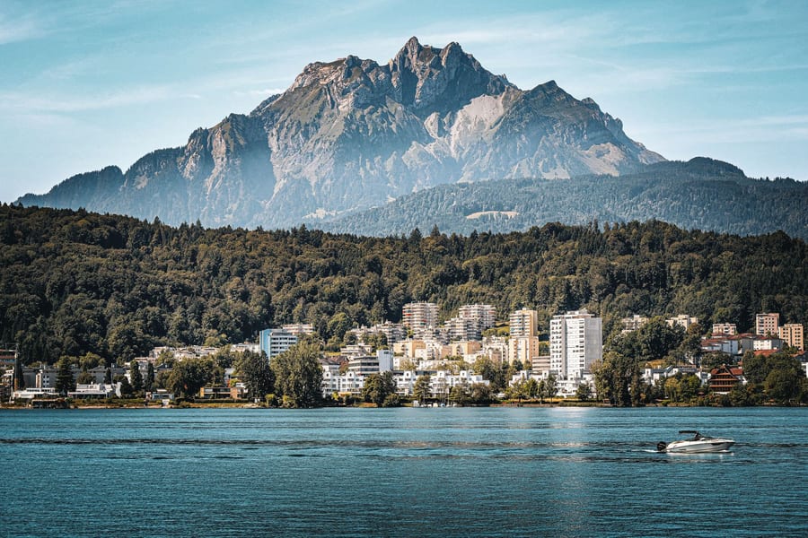 The lake and Mount Pilatus — Pilatus's profile above the waters of Lake Lucerne