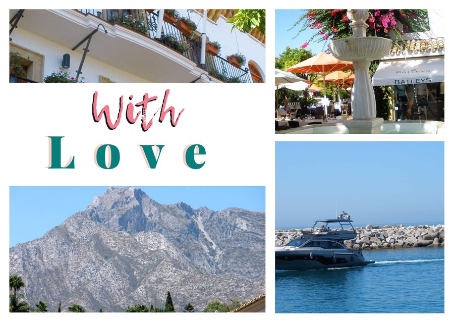 With Love da Marbella — L'Ayuntamiento di Marbella, La fontana di Plaza de los Naranjos, Puerto Banús e La Sierra Blanca
