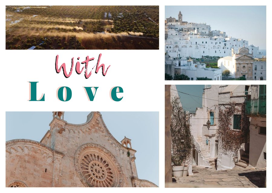 With Love da Ostuni — Gli uliveti della Valle d'Itria, Ostuni dall'alto, Il centro storico imbiancato e La Cattedrale di Ostuni