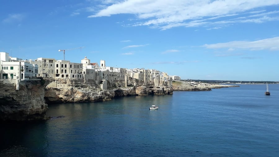 Polignano from above — The village suspended over the cliff