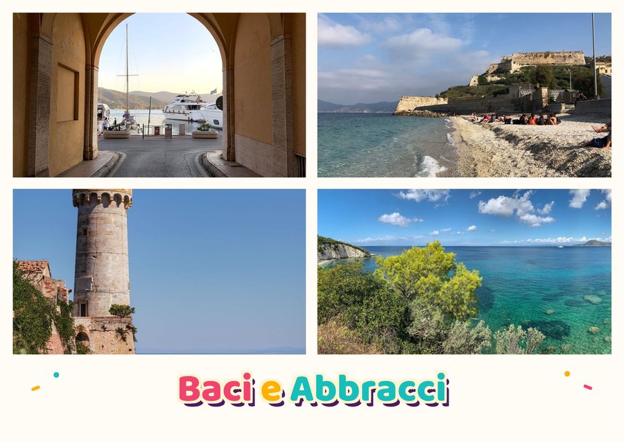 Baci e Abbracci da Portoferraio — Il Porto Mediceo, Forte Stella, Il Faro di Portoferraio e Il golfo di Portoferraio