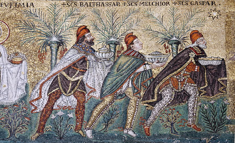 Basilica of Sant'Apollinare Nuovo — The procession of the Three Kings opens a parade running the length of the nave