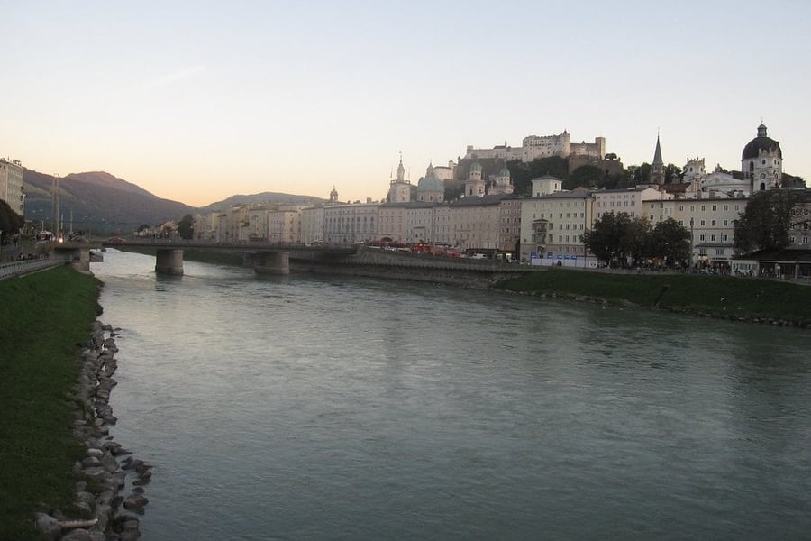 Old town on the Salzach — The old town mirrored in the river that gives the city its name