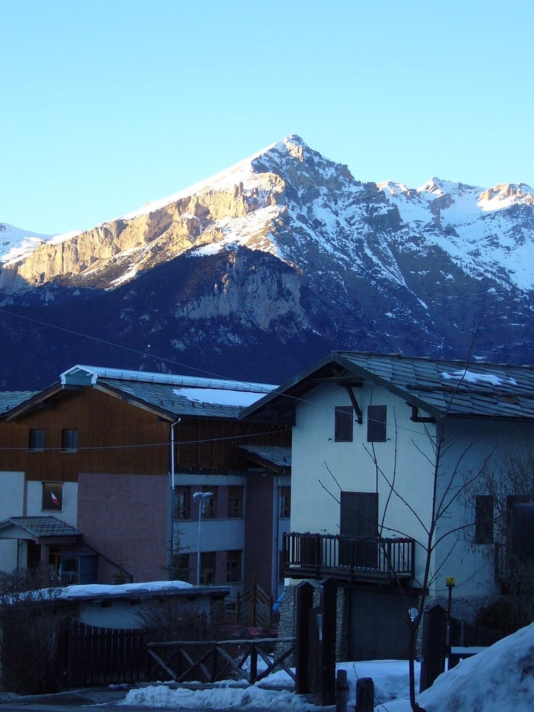 Dawn over the mountains — First light on the peaks surrounding the town