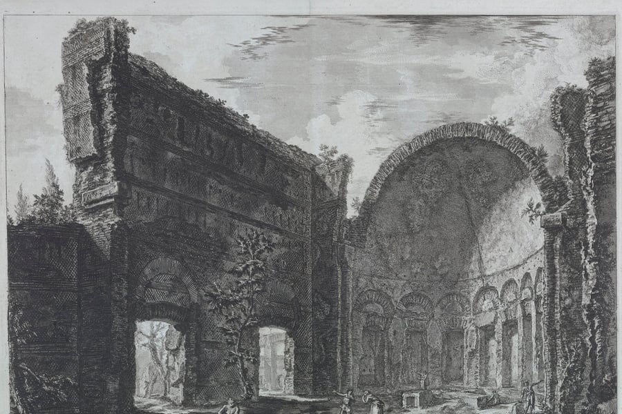 Hadrian's Villa according to Piranesi — An 18th-century etching of the Praetorium's ruined halls