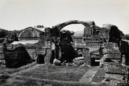 Hadrian's Villa in a 1931 photograph — The ruins of the baths photographed by the Alinari archive