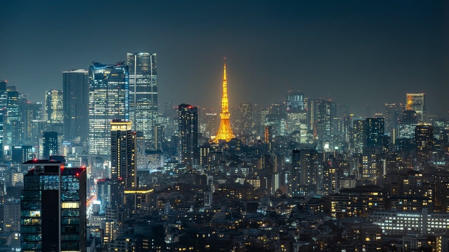 Tokyo Tower — Arancione e bianca, ispirata alla Torre Eiffel
