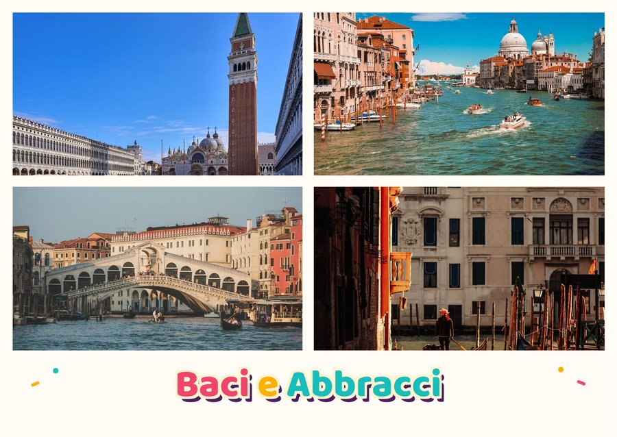 Baci e Abbracci da Venezia — Piazza San Marco, Canal Grande, Ponte di Rialto e In gondola