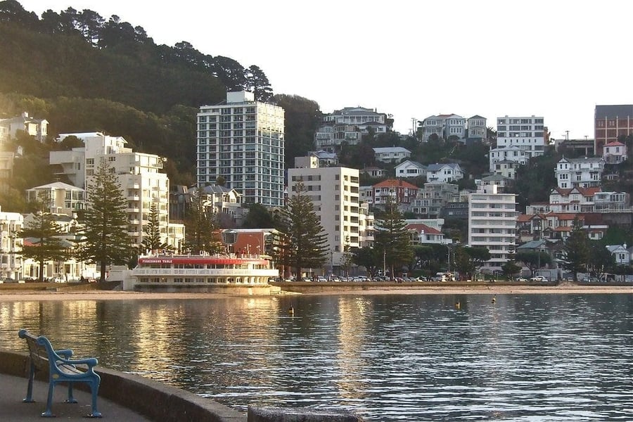 The waterfront skyline — Skyscrapers and piers facing Wellington's harbour